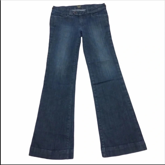 Kasil Tribecca Ocean Storm Wash Flared Cuffed Jeans Mid-rise Size 26 - Picture 1 of 9